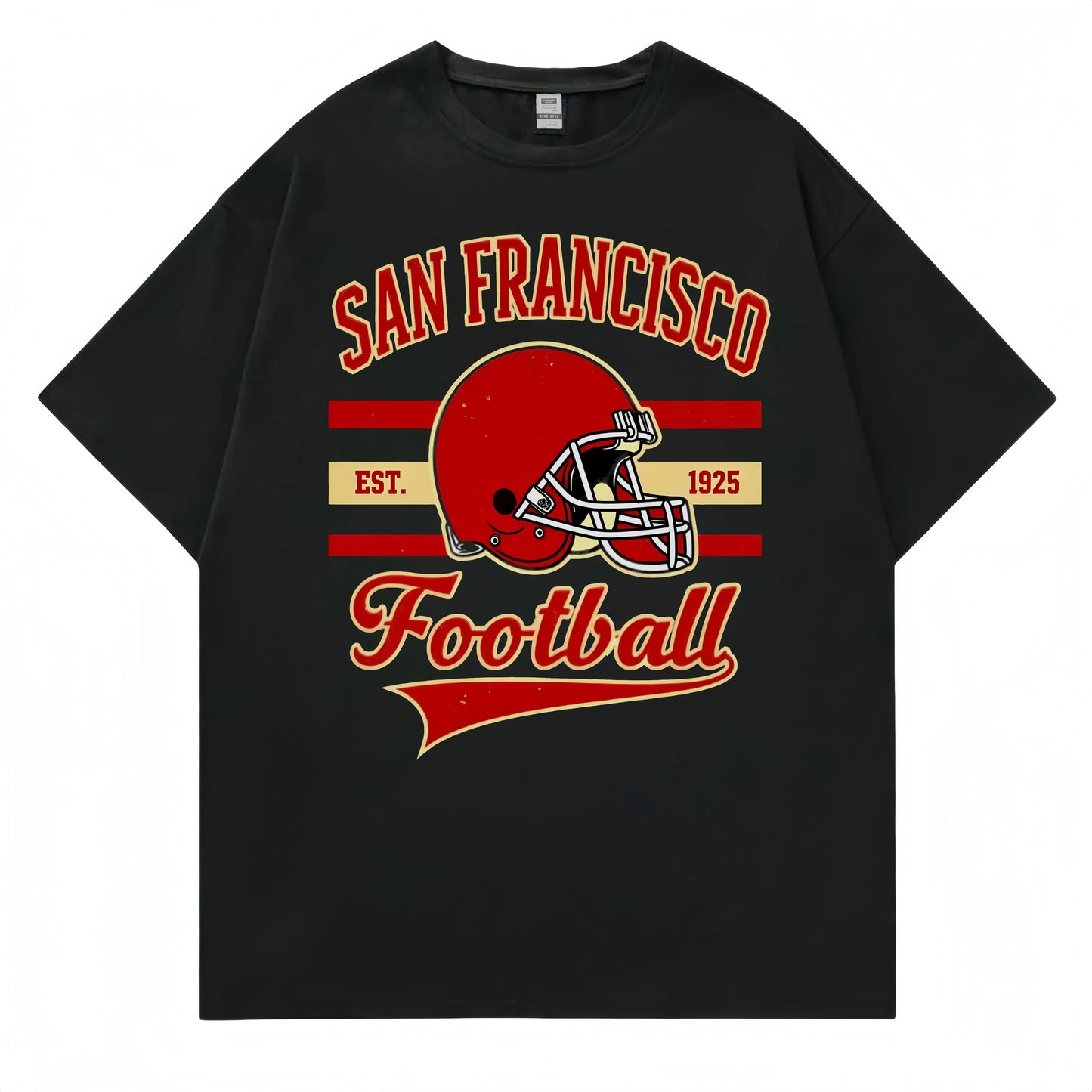 Men's Short Sleeve T Shirt with City Helmet Graphic and Text for Sports Fans Fashionable Graphic Tee for Men