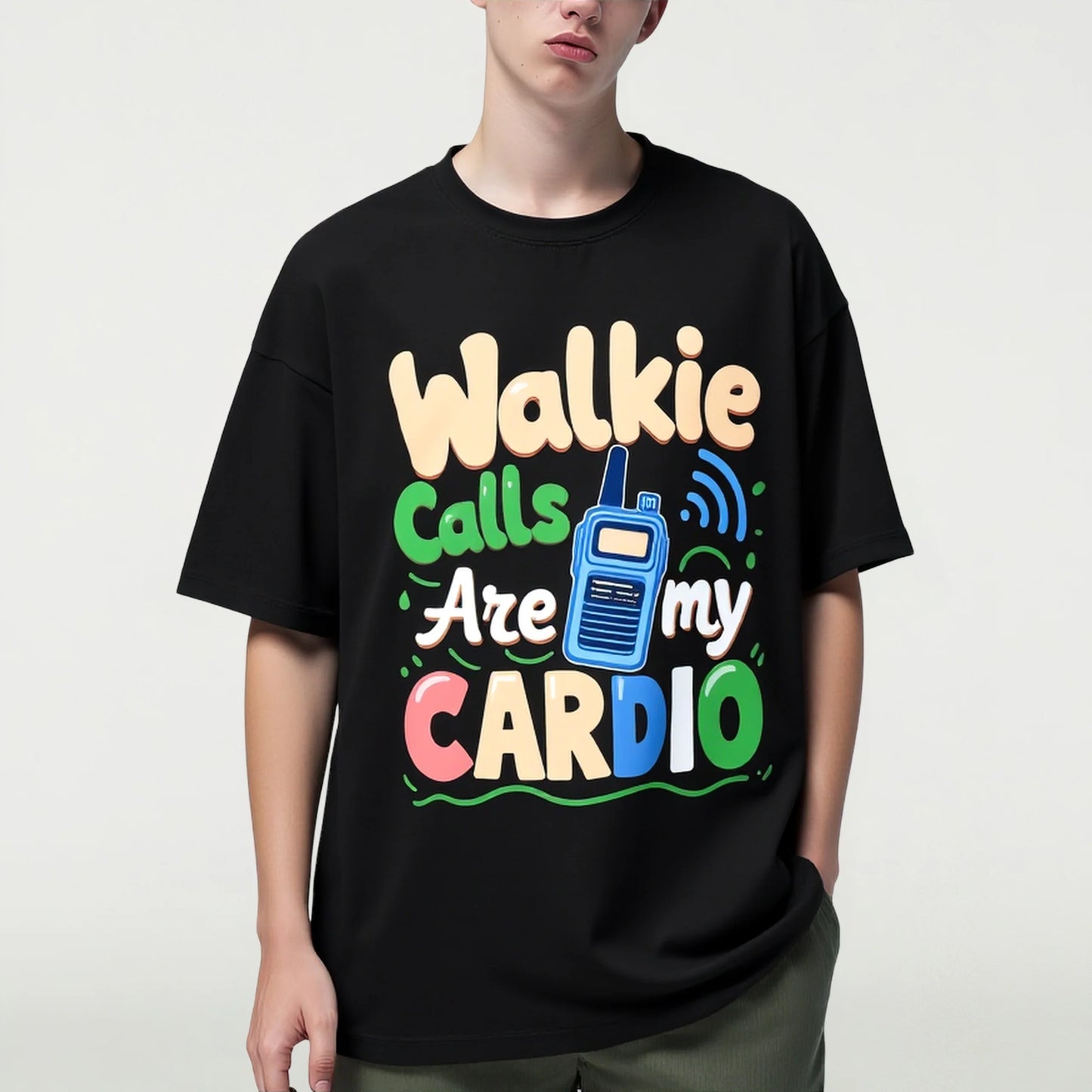 Men's Casual T-Shirt Walkie Calls Are My Cardio Print Design for Outdoor Activities Trendy Tees For Men