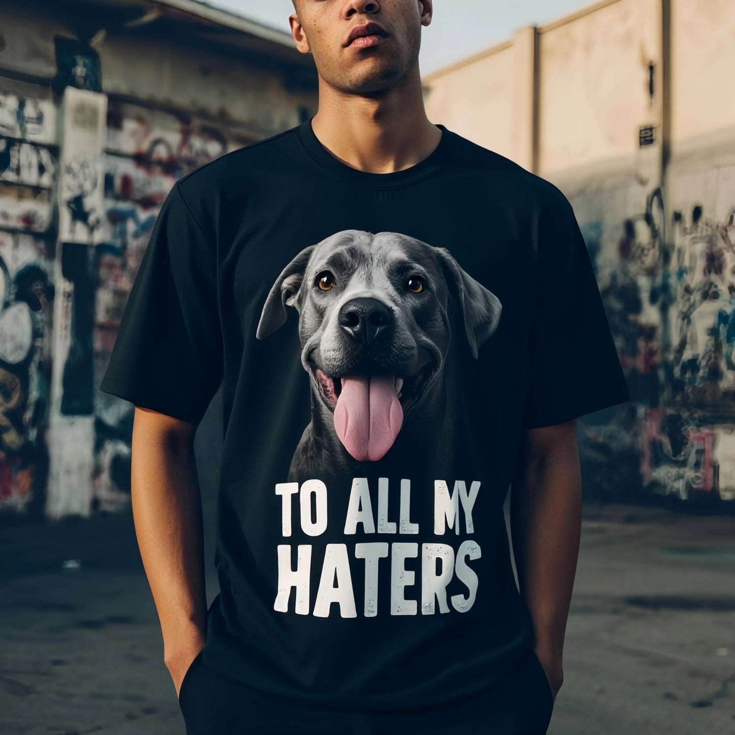Streetwear Printed Graphic Tee Men's T Shirt Cute Dog Print To All My Haters Streetwear Casual Daily Wear Cotton Clothes For Men