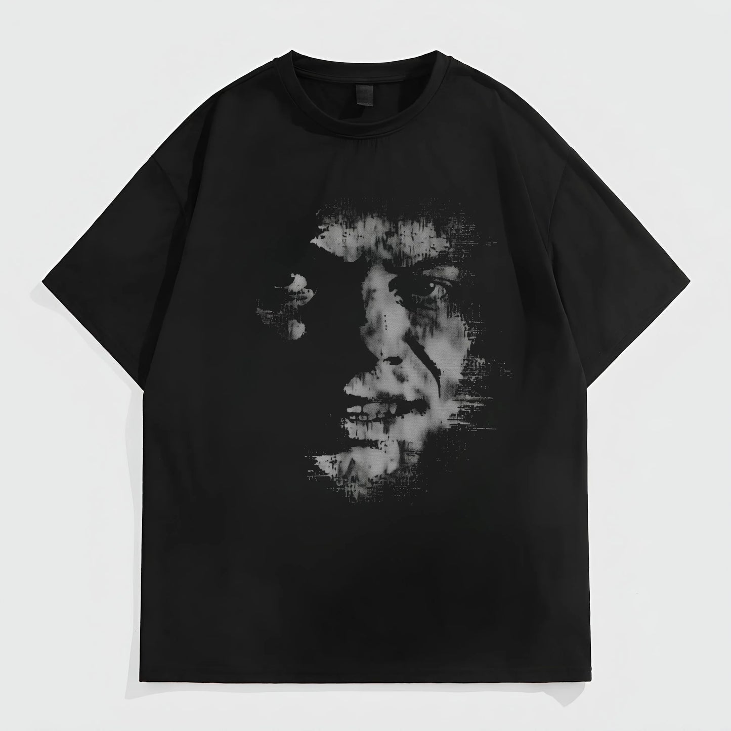 Men's Oversized T-Shirt Abstract Face Print Casual Daily Wear Graphic Tees Outfit