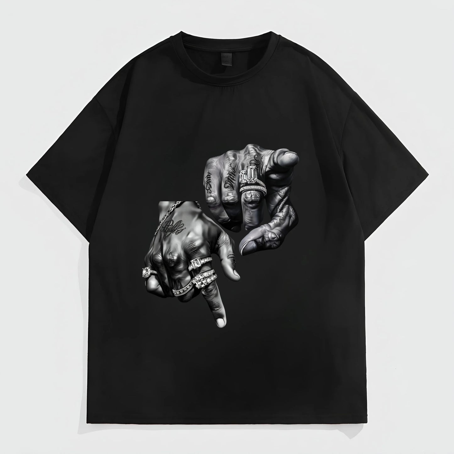 Men's Casual T-Shirt 3D Hand Gesture Print Streetwear Fashion Top for Daily Wear Graphic Tees Outfit