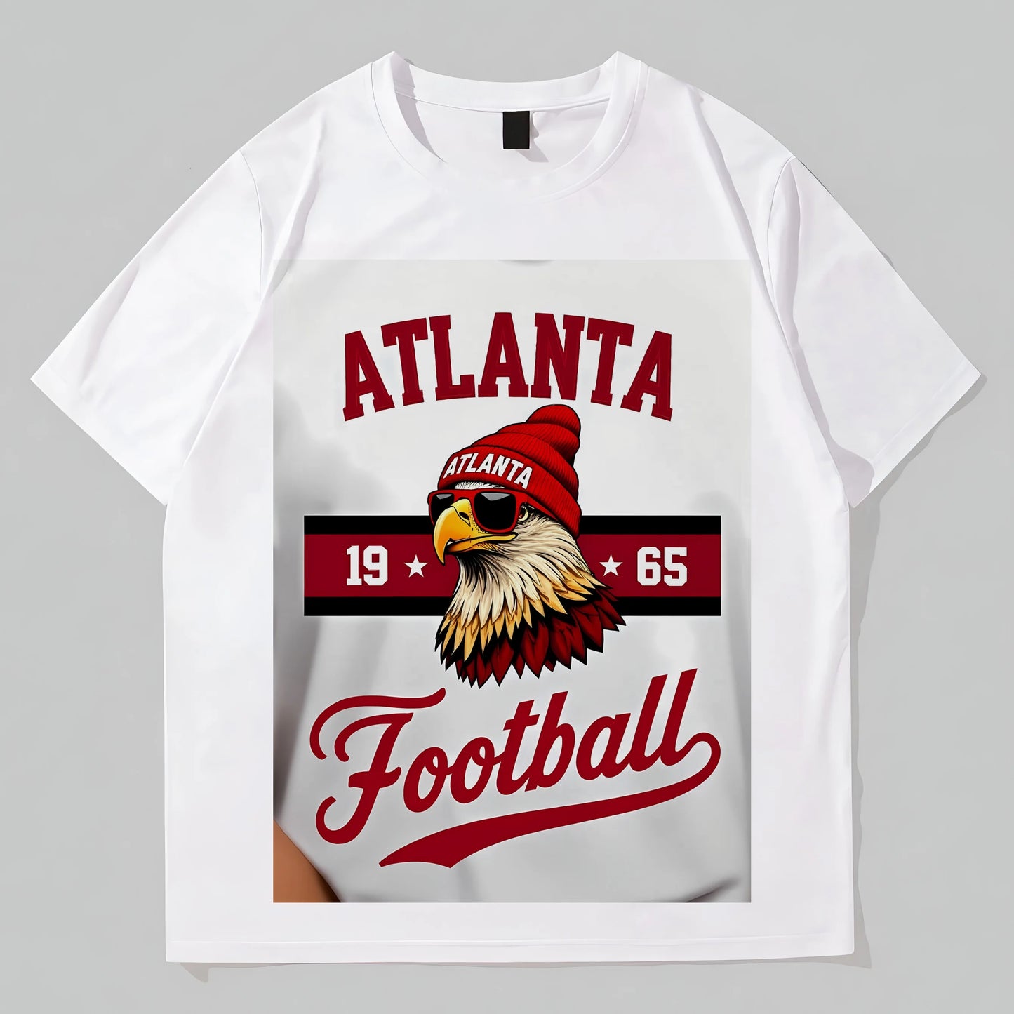 White T-Shirt with Eagle and Text Print for Sports Fans Graphic Fashion Tees For Man