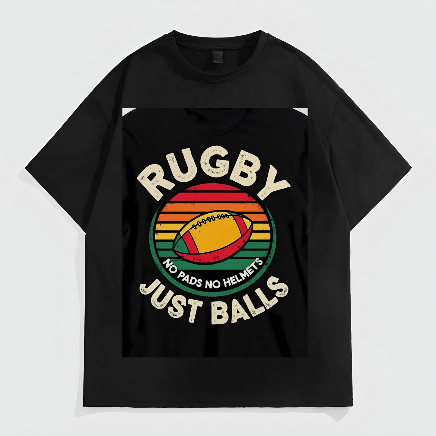 Men's Short Sleeve T-Shirt Rugby Sport Ball Print Casual Wear for Outdoor Activities Fashion Tees 2025