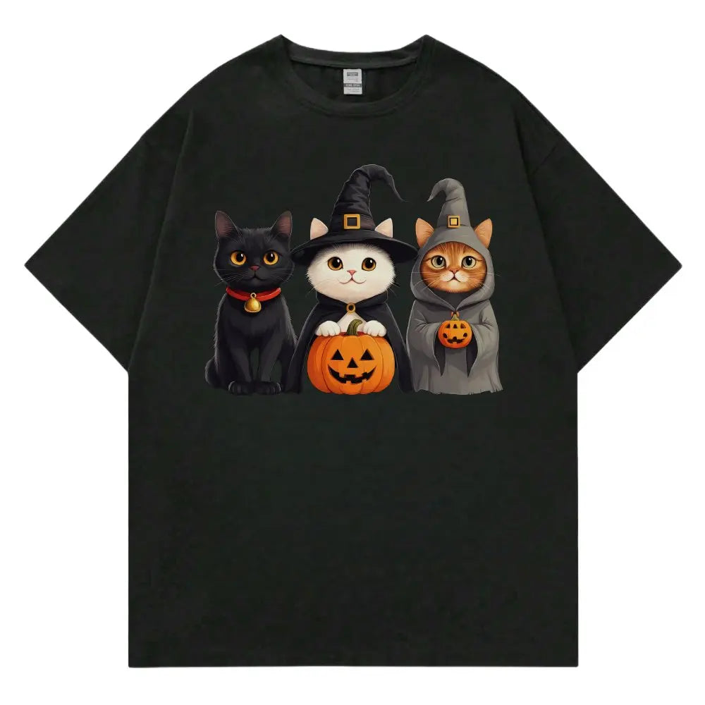 Halloween Loose Fit Short Sleeve Round Neck Casual Style T-Shirt Print Comfortable Men's Top Fashionable Streetwear