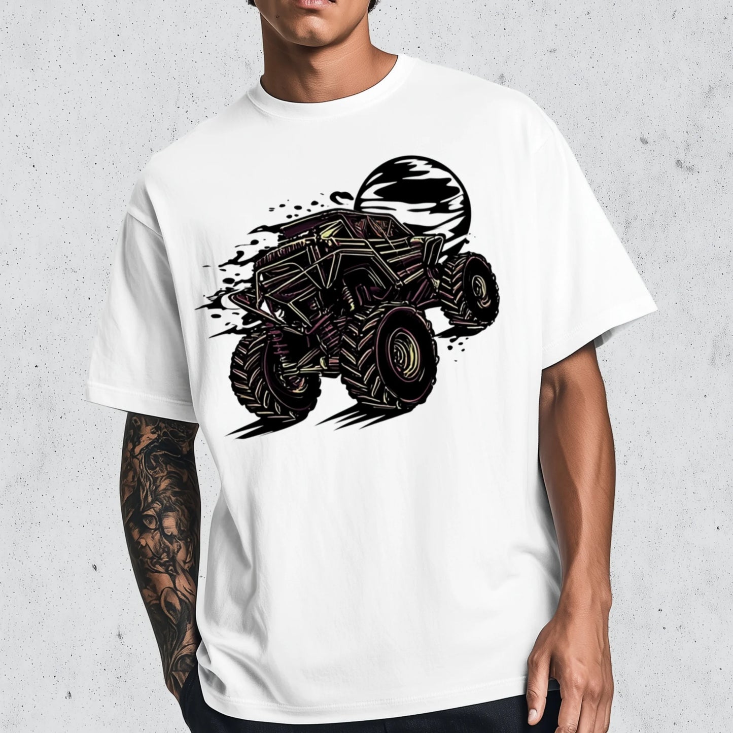Trendy Tees For Man Casual T-Shirt Monster Truck Graphic Print Outdoor Sports Wear
