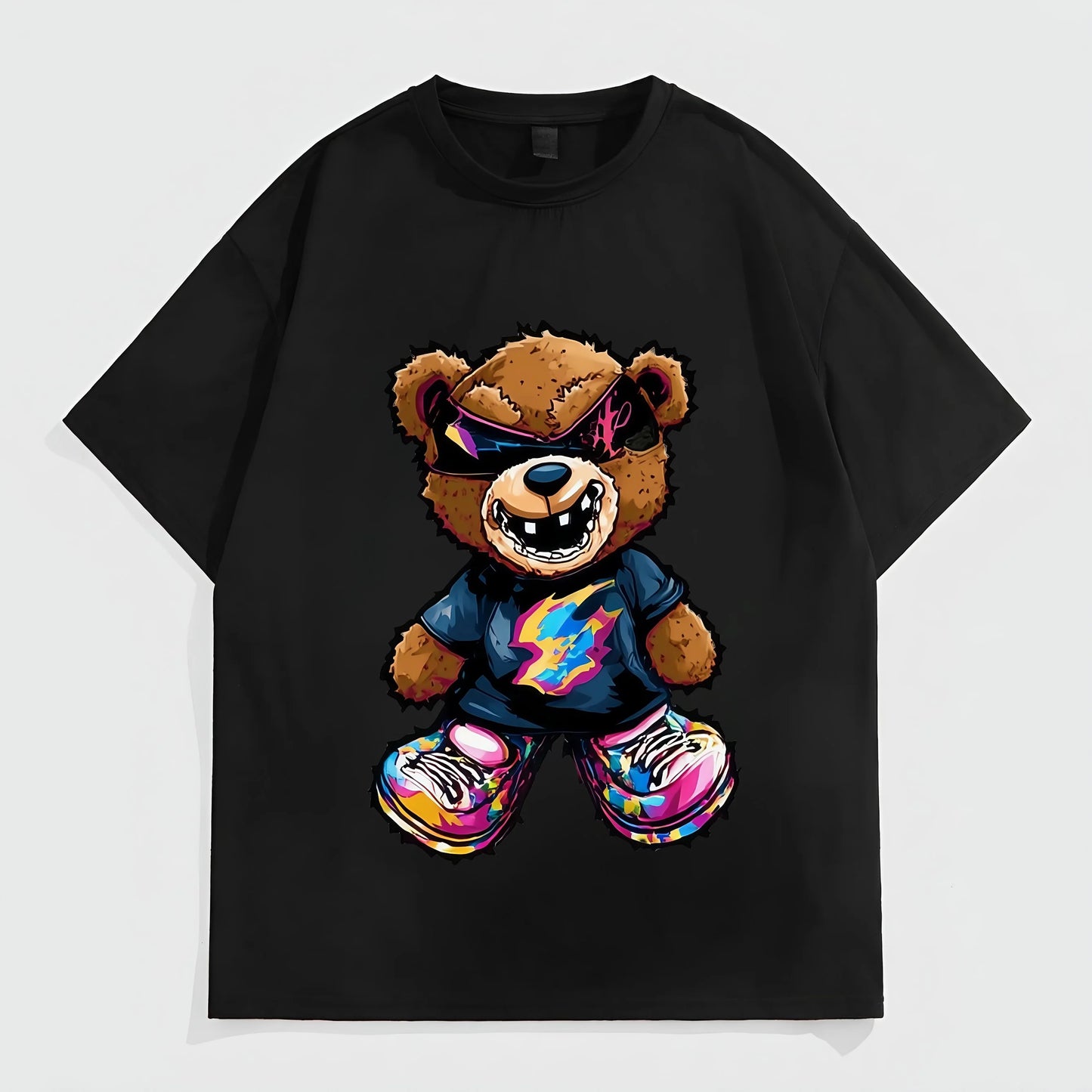 Trendy T-Shirt For Man Men's Casual T-Shirt Cute Bear Print Streetwear Daily Wear