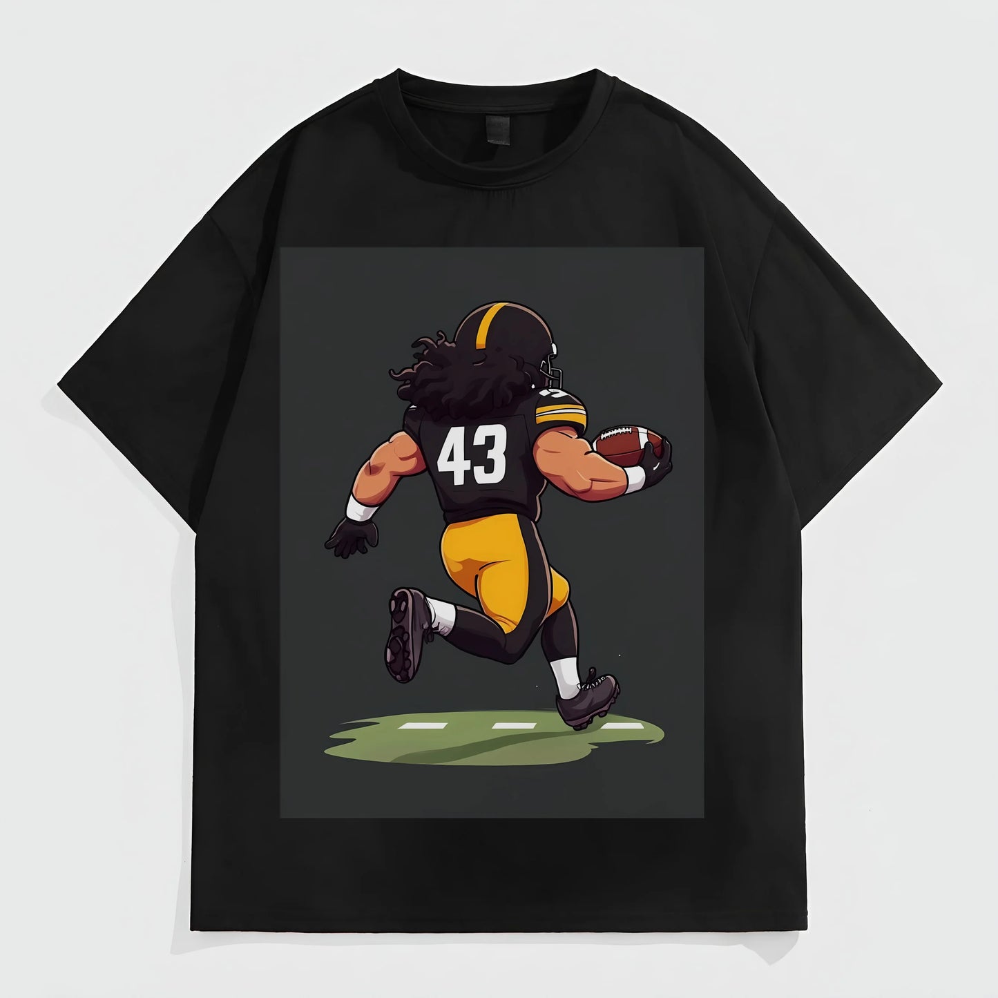 Black Oversized T-Shirt with Sports Player Graphic Print for Casual Wear Fashion Tees 2025
