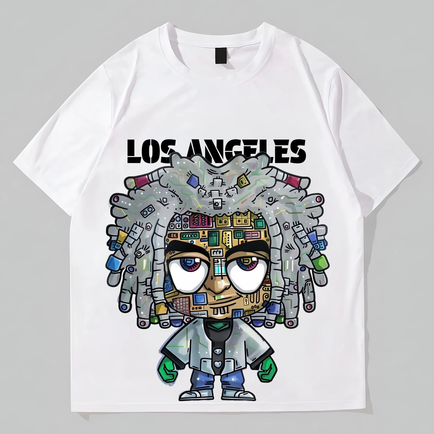 Men's Short Sleeve T-Shirt with Los Angeles Cityscape Art Print for Casual Wear Graphic Tees Boutique