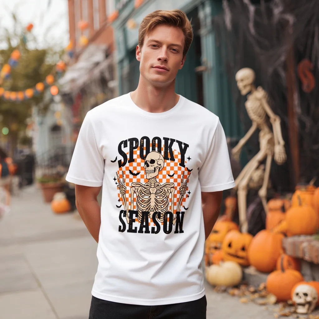 Halloween Casual Round Neck Short Sleeve T-Shirt Regular Fit Print Comfortable Breathable Men's Top Wear for Daily Use