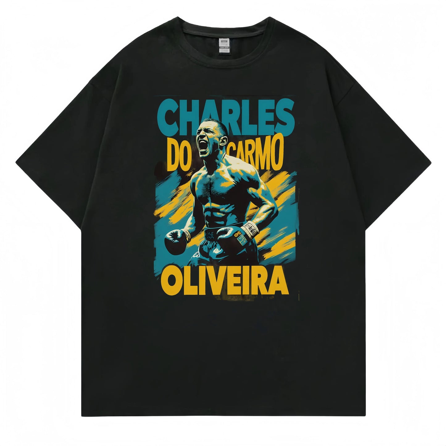 Men's Casual T Shirt with Fighter Graphic and Text for Sports Fans Fashionable Graphic Tee for Men