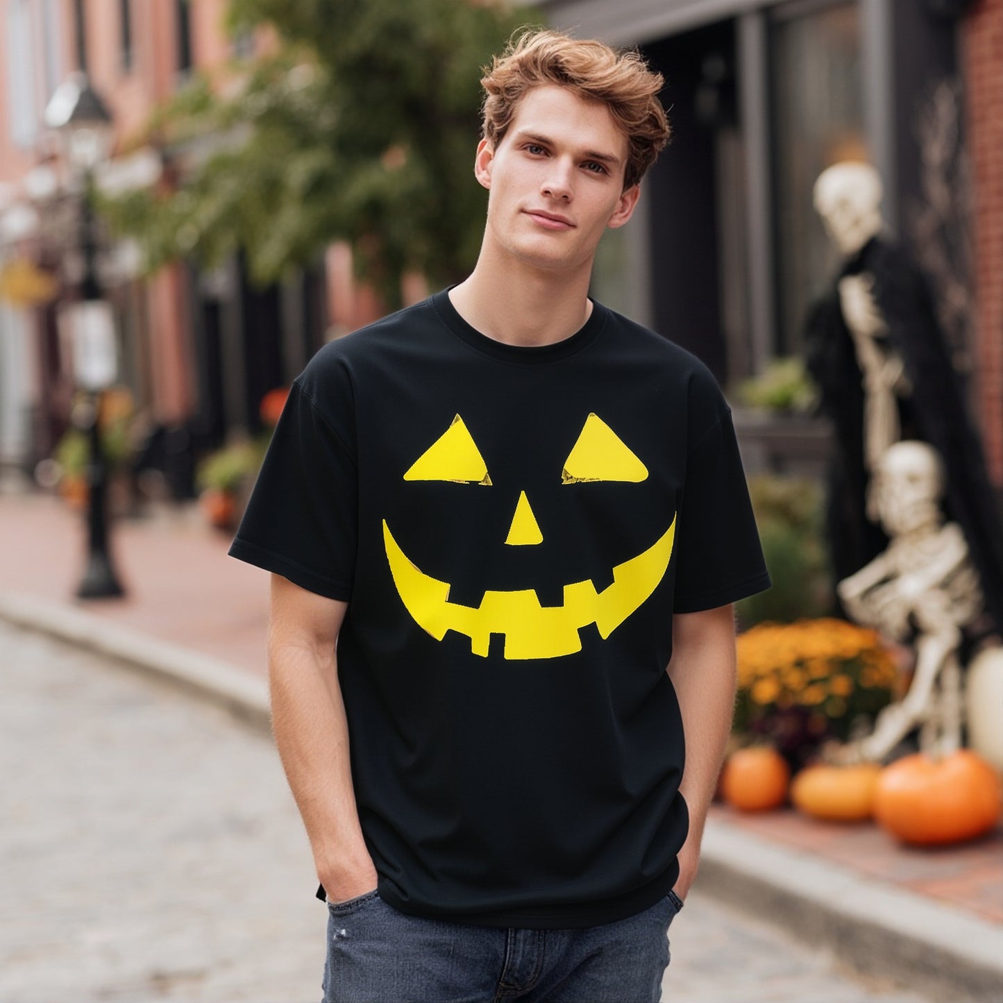 Loose Fit Short Sleeve Round Neck Casual T-Shirt Print Comfortable Breathable Men's Top Fashion Streetwear