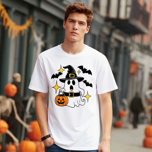 Halloween Casual Round Neck Short Sleeve T-Shirt Regular Fit Print Comfortable Men's Top Fashion Streetwear