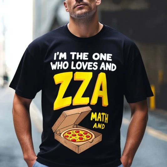 Graphic Tees Boutique Men's T Shirt with Pizza and Math Love Design for Casual Wear