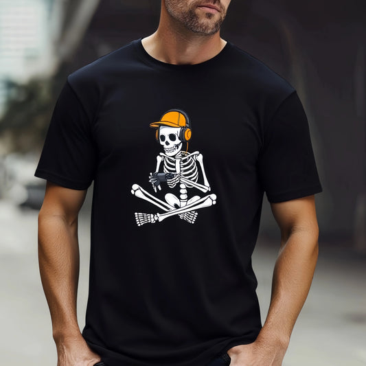 Fashion Graphic Tee For Summer Men's Short Sleeve T Shirt Skeleton with Baseball Cap Print Casual Daily Wear