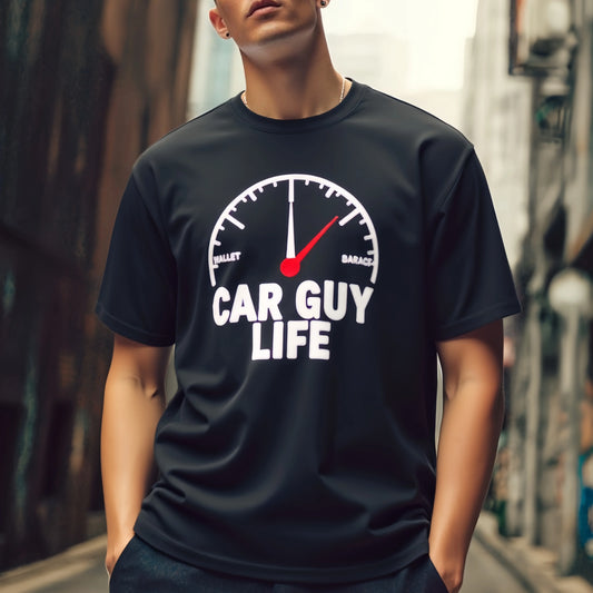 Graphic Tees Boutique Men's Short Sleeve T Shirt Speedometer Design CAR GUY LIFE Print Casual Streetwear for Daily Wear