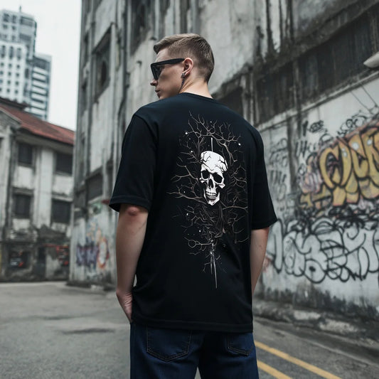 Fashion Graphic Tee Men's Short Sleeve T Shirt Skull Tree Graphic Print Urban Streetwear Fashion Casual Daily Wear Top