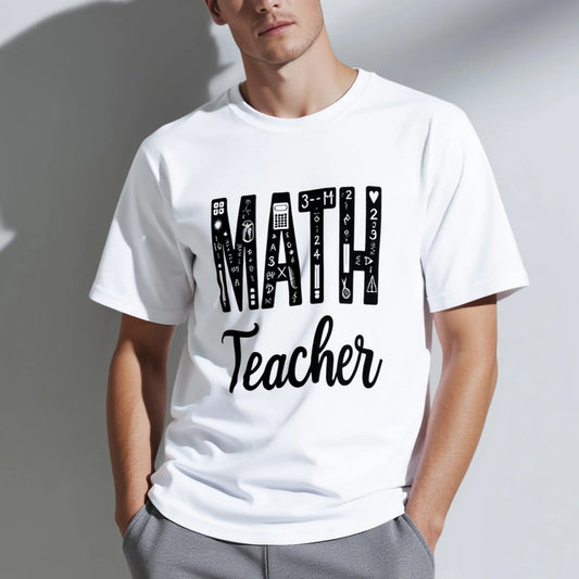 Men's Short Sleeve T Shirt Math Teacher Print Casual Daily Wear Graphic Tee For Summer 2025