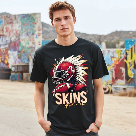 Men's Casual T Shirt with Football Player Graphic and Text for Outdoor Activities Fashionable Graphic Tee for Men