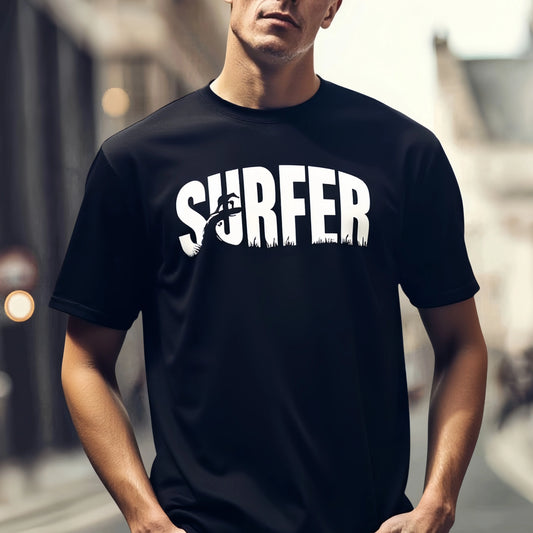 Trendy Graphic Tee Men's Short Sleeve T Shirt Surfer Text Print Casual Streetwear Summer Daily Wear