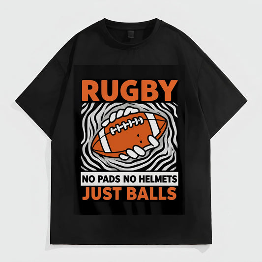 Men's Casual T-Shirt Rugby Ball Graphic Print Sports Fan Wear Fashion Tees 2025
