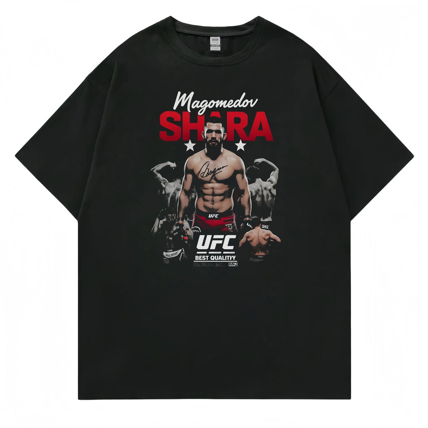 Men's Casual T Shirt with Fighter Graphic and Text for Sports Fans Fashionable Graphic Tee for Men