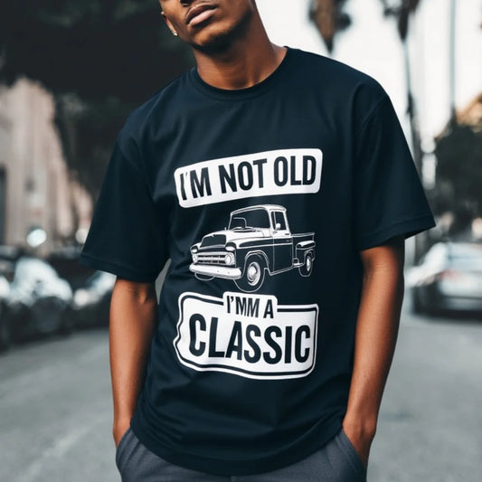 Graphic Tees Design Men's T Shirt Classic Car Print I'M NOT OLD I'M A CLASSIC Streetwear Fashion Casual Daily Wear Top Tee