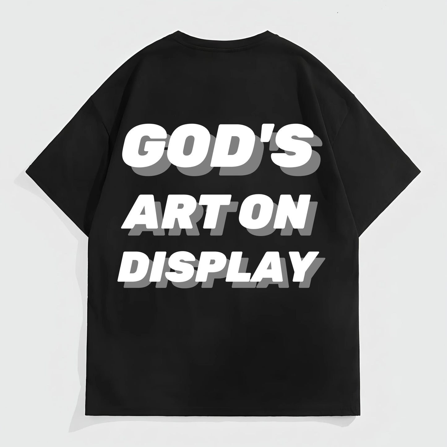 Men's Oversized T-Shirt with GOD'S ART ON DISPLAY Text Print for Casual Wear Graphic Tees Outfit