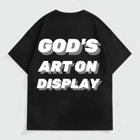 Men's Oversized T-Shirt with GOD'S ART ON DISPLAY Text Print for Casual Wear Graphic Tees Outfit