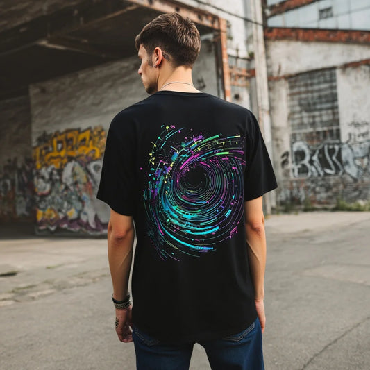 Men's Casual T Shirt Colorful Swirl Pattern Streetwear Graphic Tee for Outdoor Activities Trendy Graphic Tee 2025