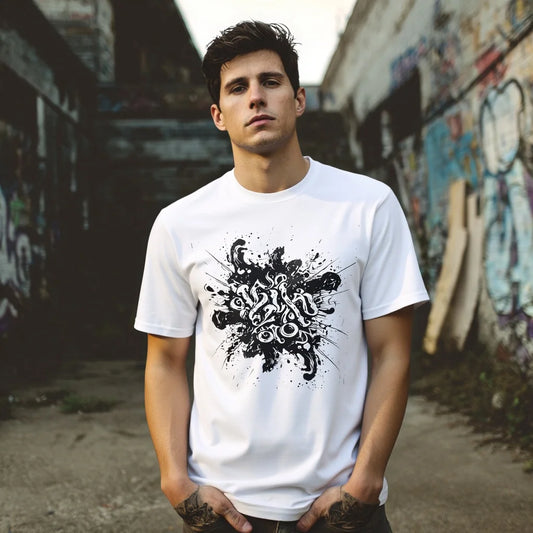 Men's Casual T Shirt | Abstract Splash Art Print Urban Streetwear | Fashion Top for Daily Wear | Trendy Graphic Tee 2025