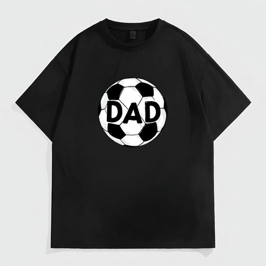Men's Casual T-Shirt Soccer Ball Print with DAD Text for Family Gathering Fashion Tees For Summer