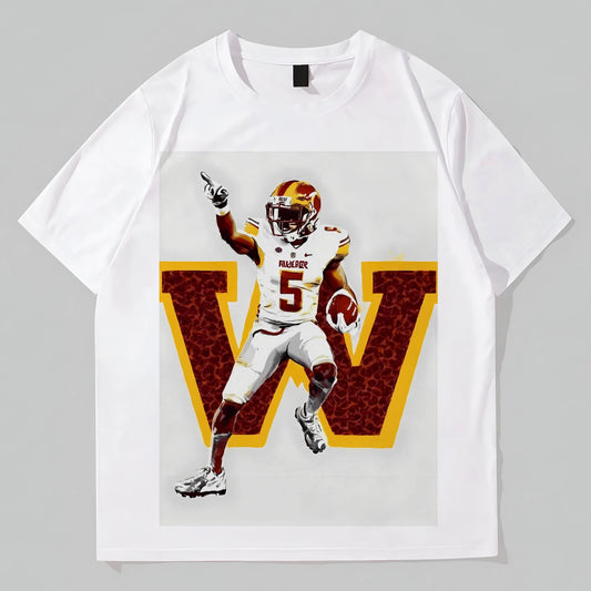 White T-Shirt with Sports Player Graphic and Large Letter Print for Casual Wear Graphic Fashion Tees For Man