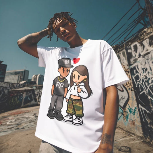 Graphic Tee Design | Men's Casual T Shirt Cartoon Couple Print Streetwear Daily Wear