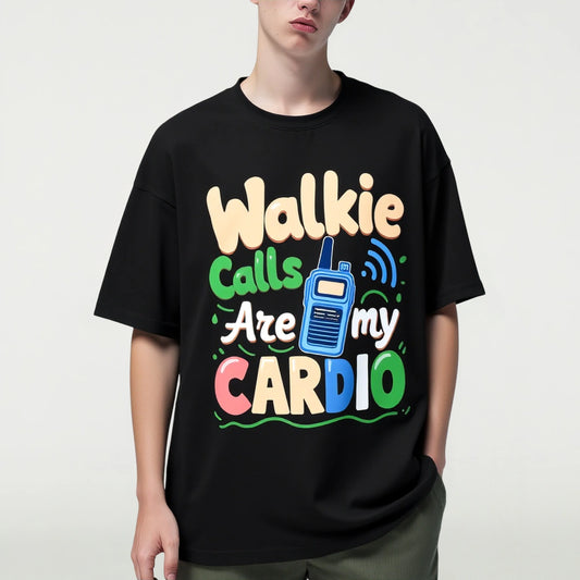 Men's Casual T-Shirt Walkie Calls Are My Cardio Print Design for Outdoor Activities Trendy Tees For Men