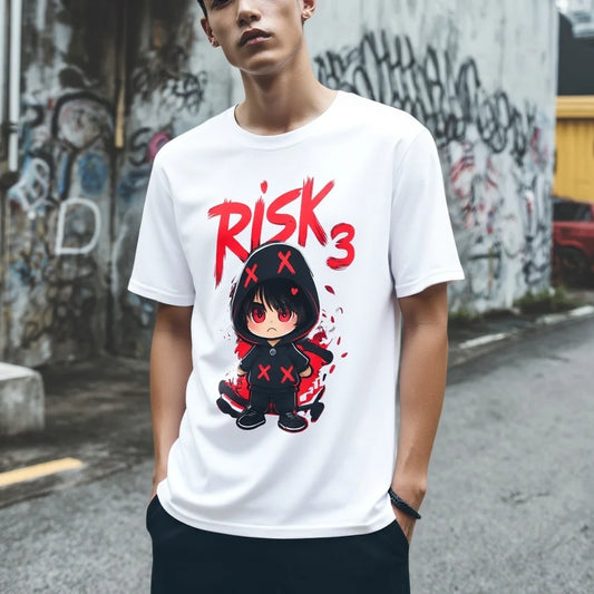 Graphic Tee Design Men's Casual T Shirt Anime Character Print Risk3 Streetwear Daily Wear