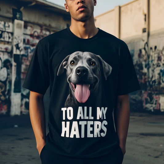 Streetwear Printed Graphic Tee Men's T Shirt Cute Dog Print To All My Haters Streetwear Casual Daily Wear Cotton Clothes For Men