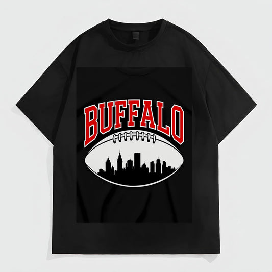 Men's Casual T-Shirt Buffalo Cityscape Football Print for Sports Fans Fashion Tees 2025