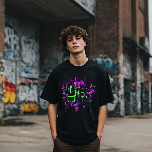 Fashion Graphic Tee Men's Casual T Shirt Colorful Graffiti Print Urban Streetwear Suitable for Daily Wear and Outdoor Activities