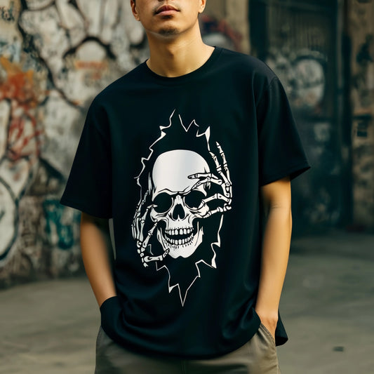 Fashion Graphic Tee For Summer Men's Short Sleeve T Shirt Skull Graphic Tee Streetwear Casual Daily Wear