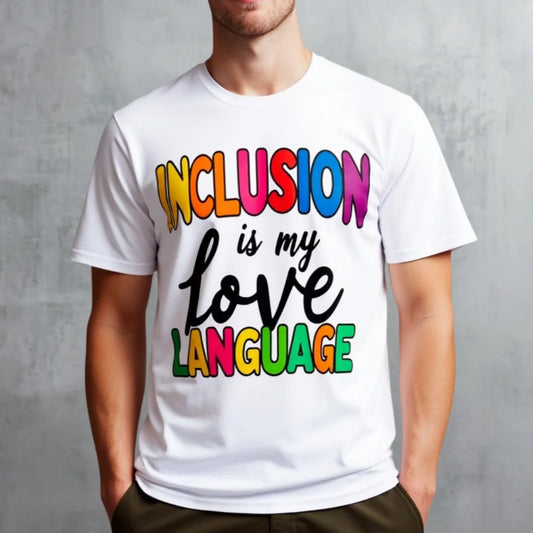 Men's Short Sleeve T Shirt Inclusion is My Love Language Colorful Text Print Casual Daily Wear Top Graphic Tee For Summer 2025