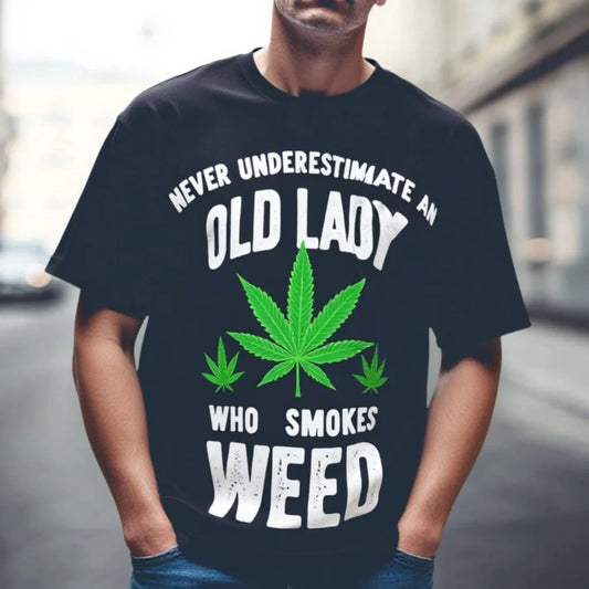 Graphic Tees Boutique Men's T Shirt with Bold Text and Leaf Design for Casual Wear