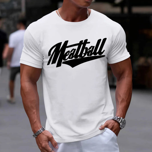 Trendy T-shirt For Man Slim Fit T-Shirt with Meatball Graphic Print for Casual Wear