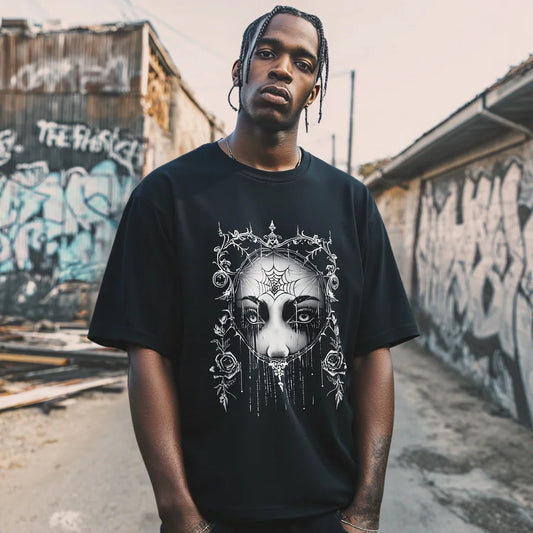 Men's T Shirt Gothic Skull Design Streetwear Graphic Tee Urban Fashion Casual Wear Trendy Graphic Tee 2025