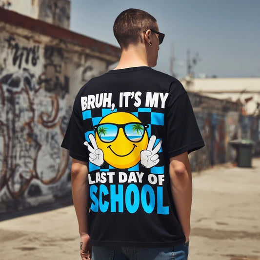 Streetwear Printed Graphic Tee Men's T Shirt with Fun Emoji and Text Print for School Events Cotton Clothes For Men