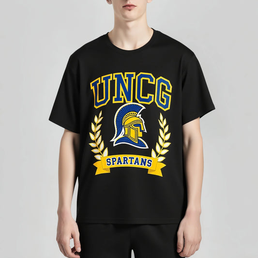 Men's Casual T-Shirt with University Sports Team Logo Print for School Events Trendy Tees For Men