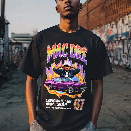 Men's T Shirt Retro Car Flame Print Graphic Tee Streetwear Casual Daily Wear Cotton Graphic Tee For Summer