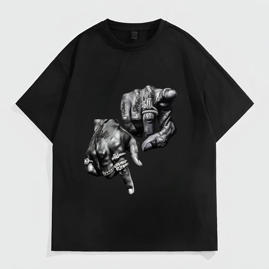 Men's Casual T-Shirt 3D Hand Gesture Print Streetwear Fashion Top for Daily Wear Graphic Tees Outfit