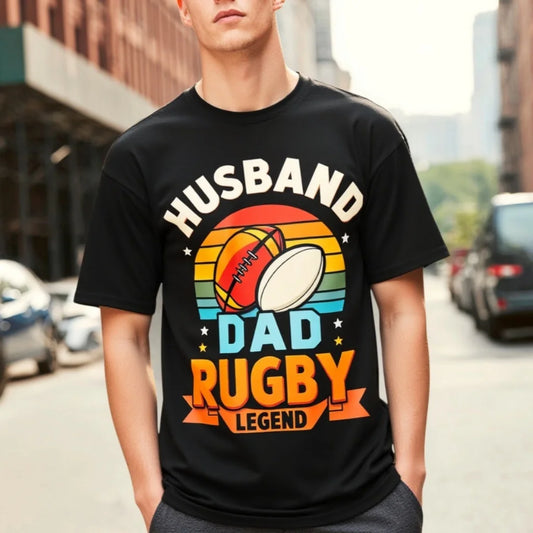 Fashion Graphic Tee Men's T Shirt Husband Dad Rugby Legend Print Casual Streetwear Sports Outdoors