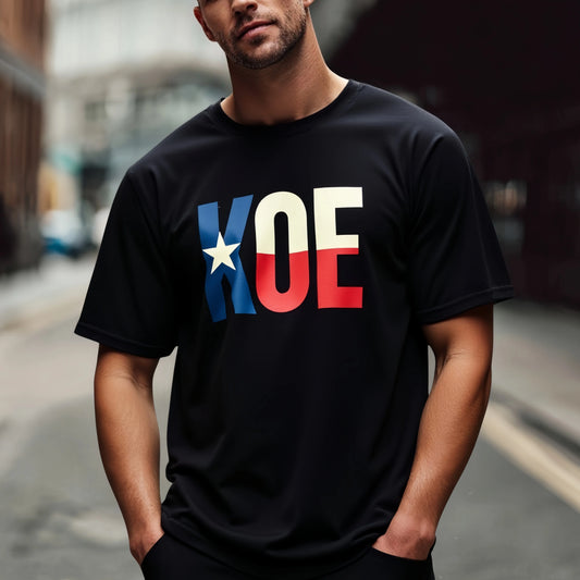 Graphic Tees Design Men's Casual T Shirt with Texas Flag Inspired XOE Print for Streetwear