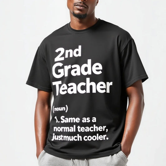 Men's Short Sleeve T Shirt 2nd Grade Teacher Definition Print Casual Wear for School Teachers Graphic Tee For Summer 2025
